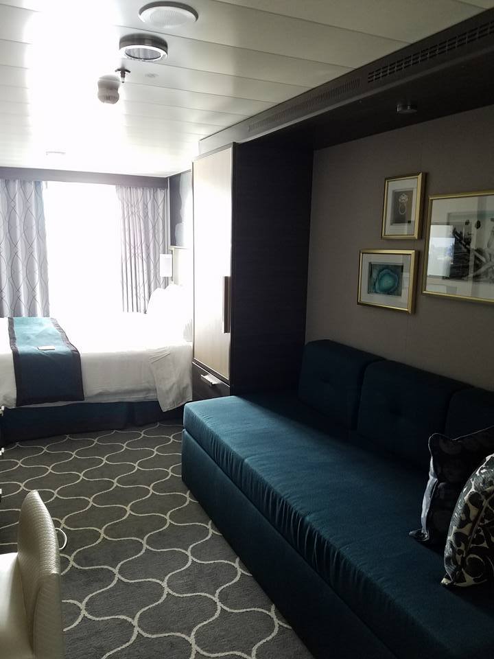 Standing at the door looking into our Ocean View Balcony Stateroom