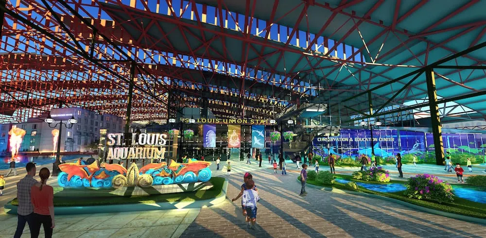 Rendering of the outside of the St. Louis Aquarium