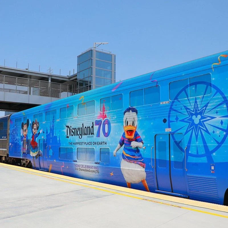 Disneyland-themed train cars