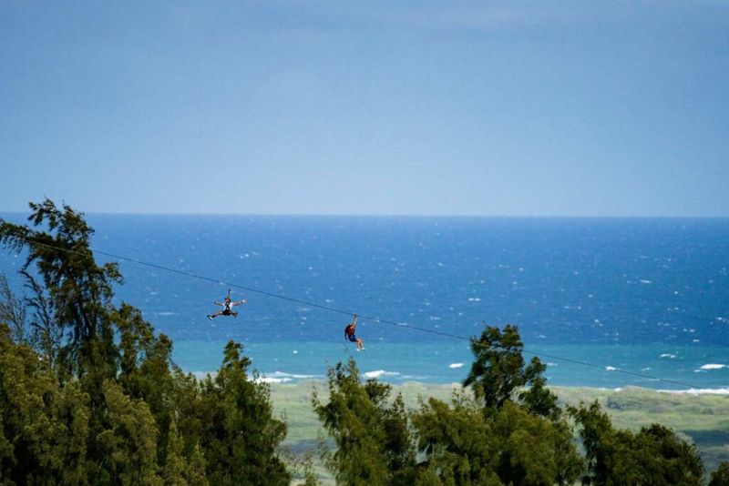 Ziplining over Waimea Bay, Hawaii