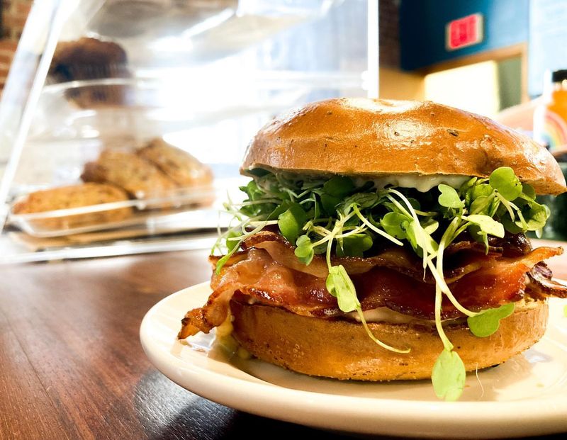 Microgreens and Arugula in Modern Bagel Sandwiches