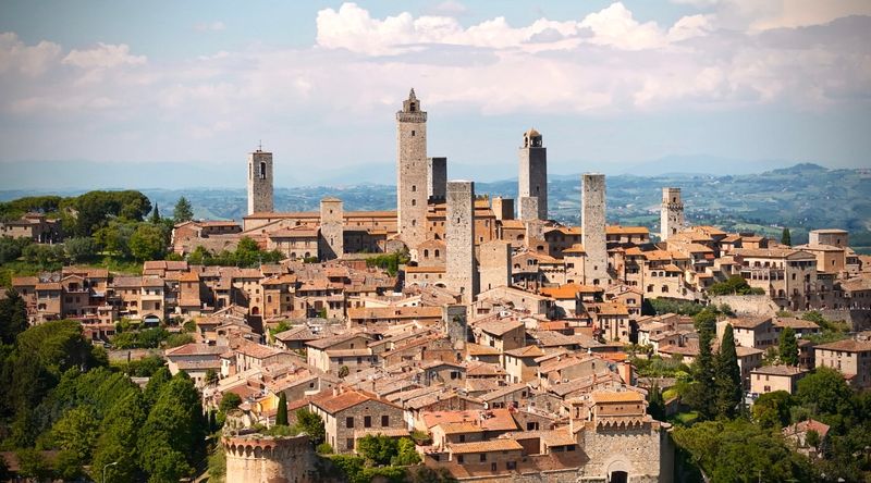 San Gimignano, Italy – Olive Orchards and Courtyard Vines