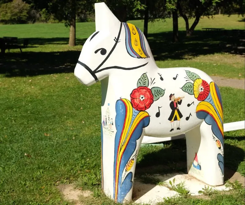 Take a Photo with the Dala Horse Sculptures