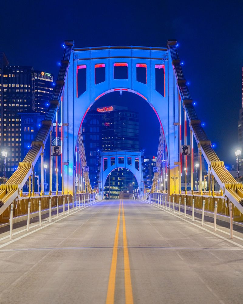End your weekend with a night view from the Roberto Clemente Bridge