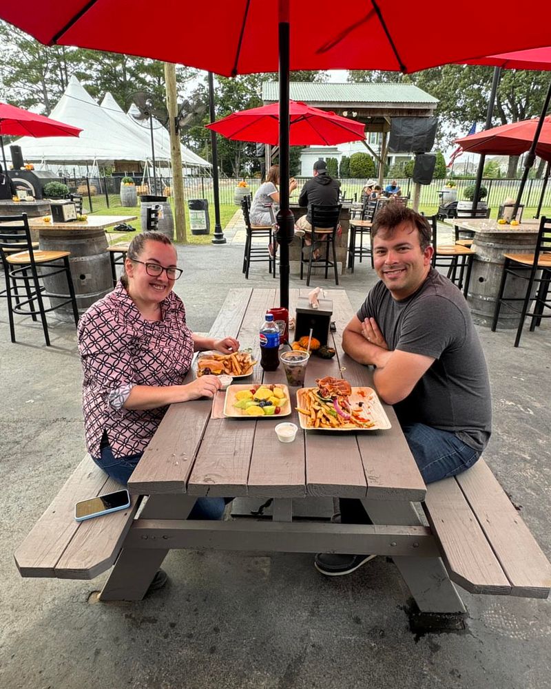 Cornstalks and Picnic Tables in the Shade