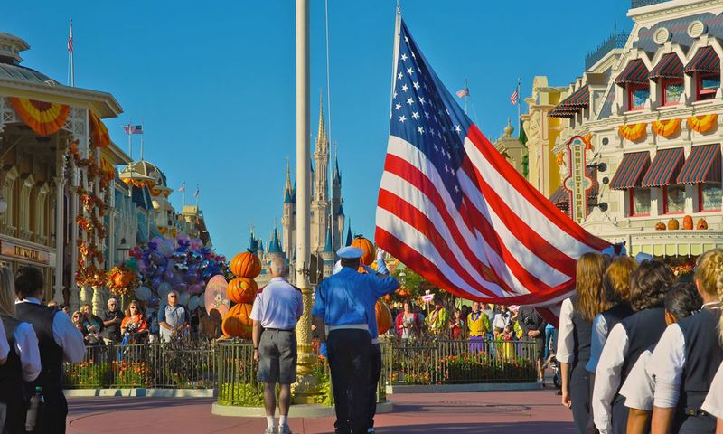 The Flag Retreat Ceremony on Main Street