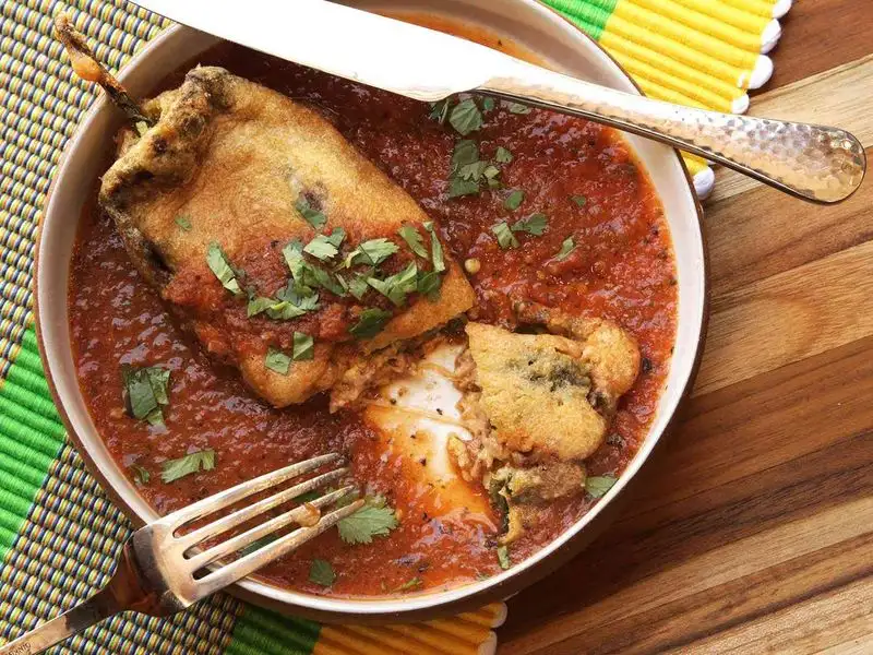 Chiles Rellenos with Red or Green Sauce (New Mexico)