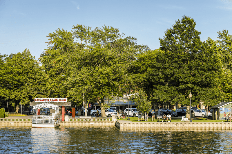 Ride the Saugatuck Chain Ferry to Mount Baldhead