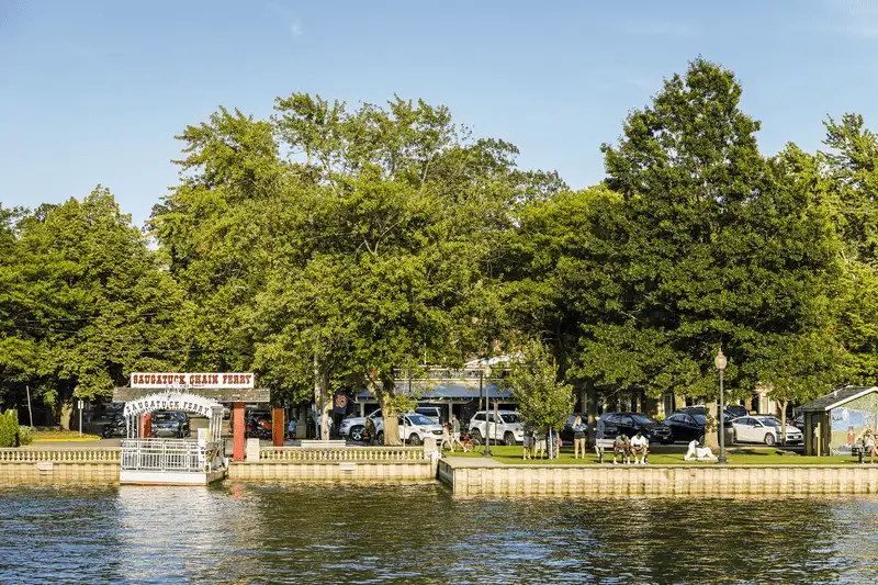 Ride the Saugatuck Chain Ferry to Mount Baldhead