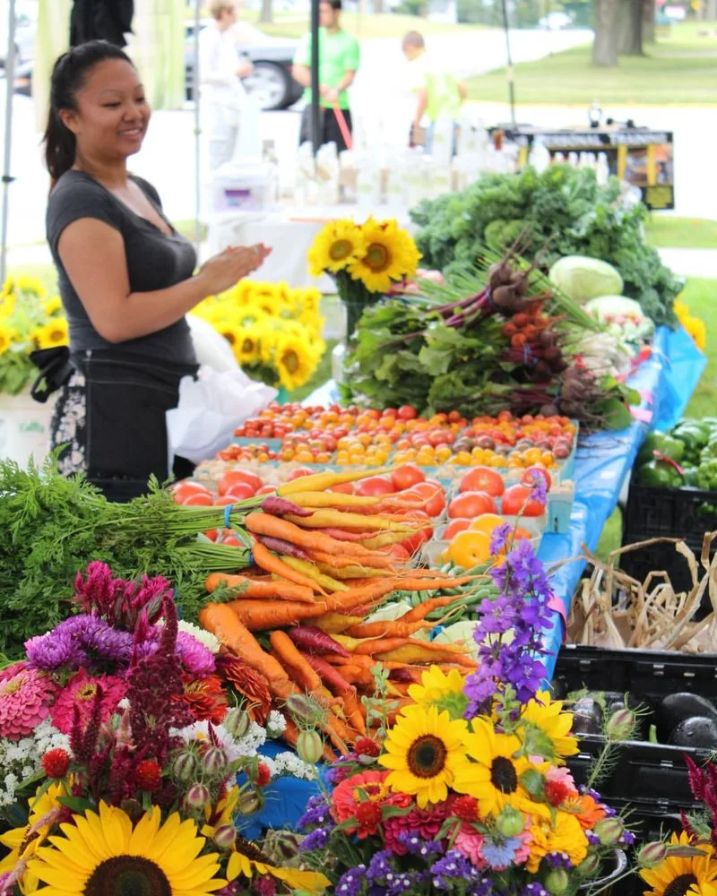 Vibrant Farmers Market in The Town Square