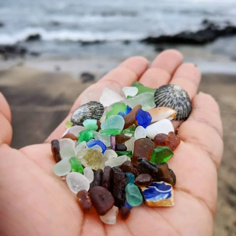 Beachcombing at Glass Beach in Eleele