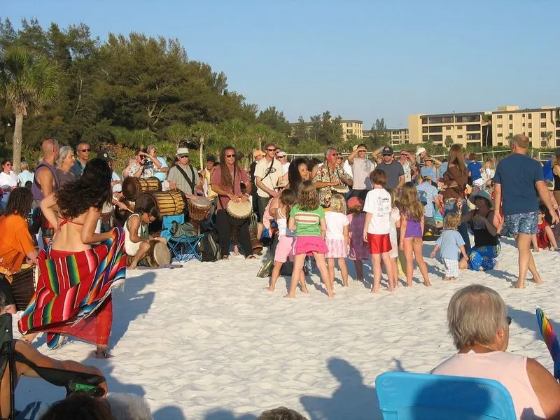 Sunday drum circle on the beach