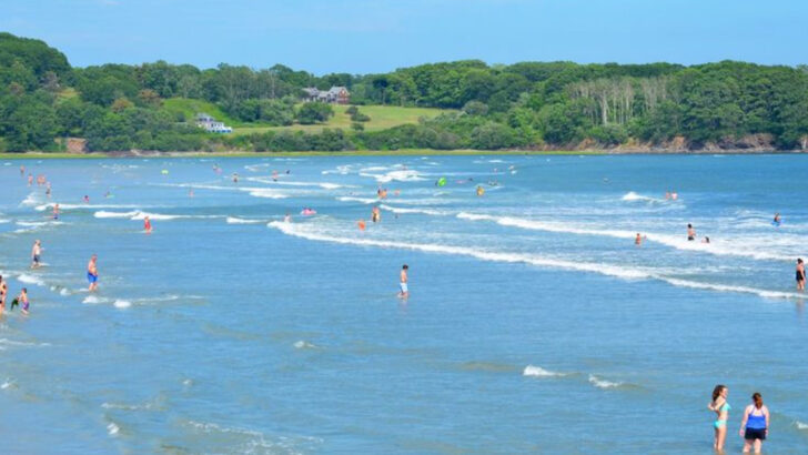 Higgins Lake in Michigan is known for its clear water and shallow shores that make it ideal for families with young kids