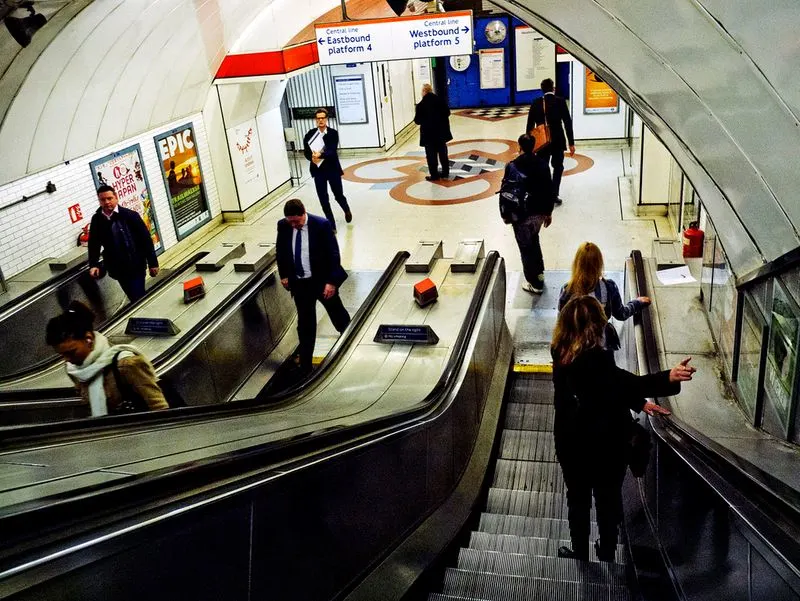 Stand on the right on escalators