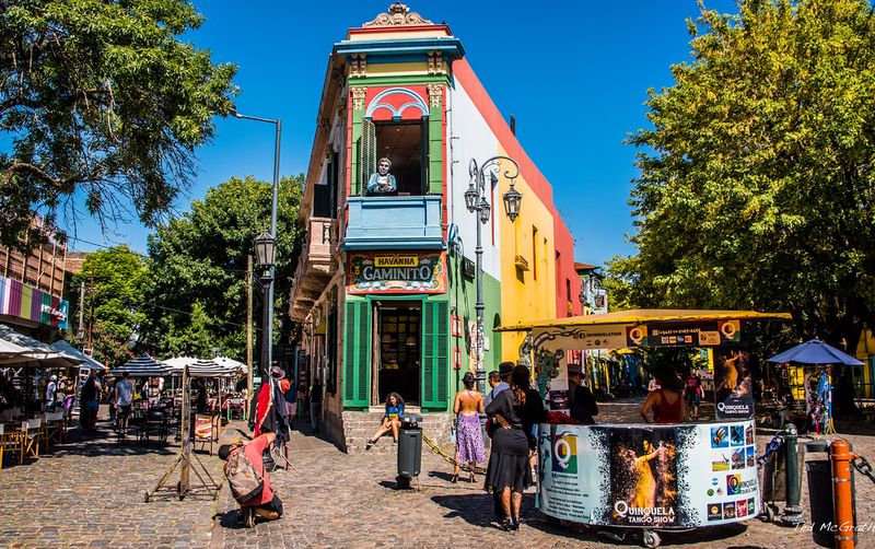 Watching a tango performance in La Boca