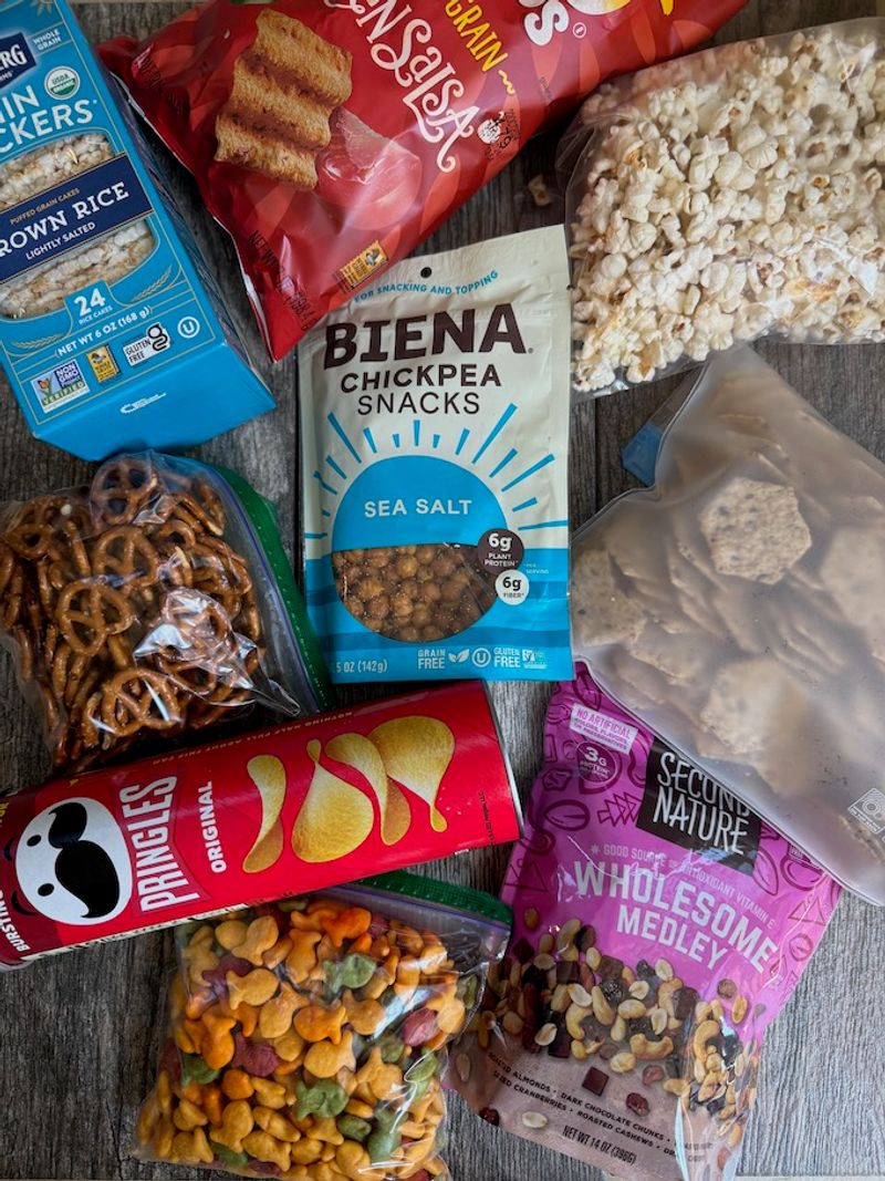 Designate one bag for snacks and drinks