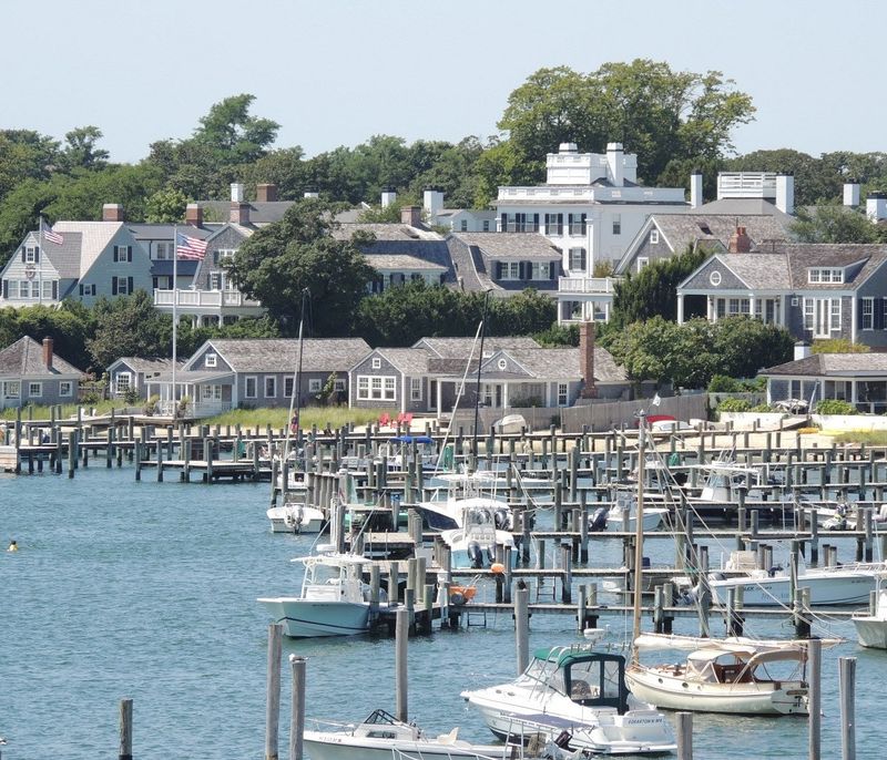Strolling along the harbor in Edgartown