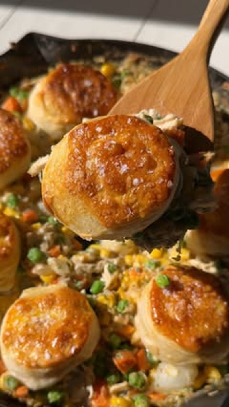 Turkey Pot Pie with Cheddar Biscuit Topping