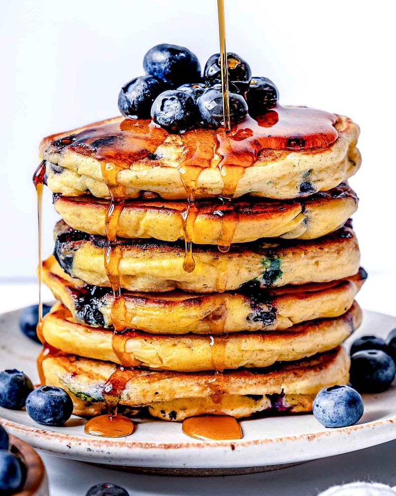 Blueberry Pancakes with Maple Syrup
