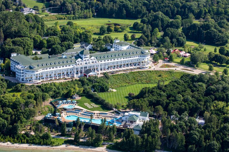 Grand Hotel Porch and Lake Huron Stillness
