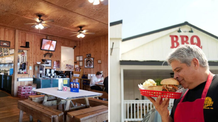 The BBQ chicken halves at this Virginia smokehouse draws traffic from hours away