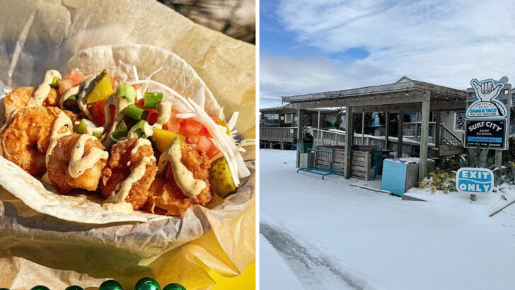 The fish tacos at this North Carolina seafood shack are a favorite stop for weekend drives