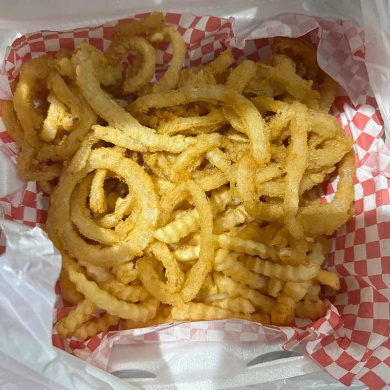 Essential sides: onion rings, cheese curds, and funnel cake fries