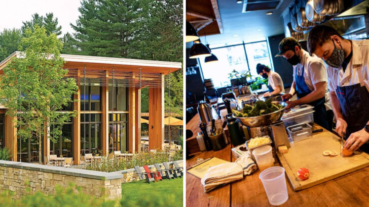 The maple-glazed pork chops at this Vermont restaurant keep travelers coming back each fall