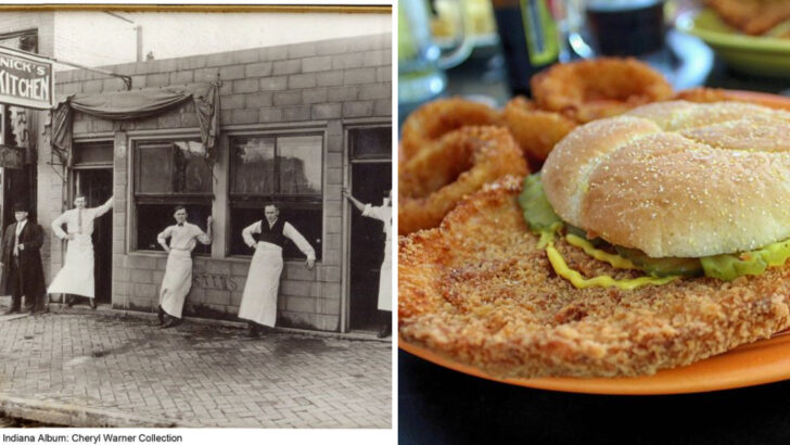 The pork tenderloin sandwich at this Indiana diner still draws steady crowds