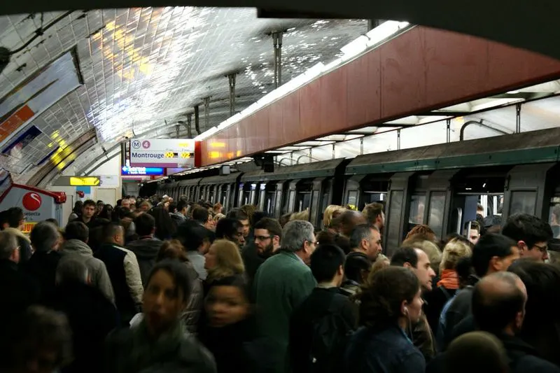 Crowded public transport during rush hours