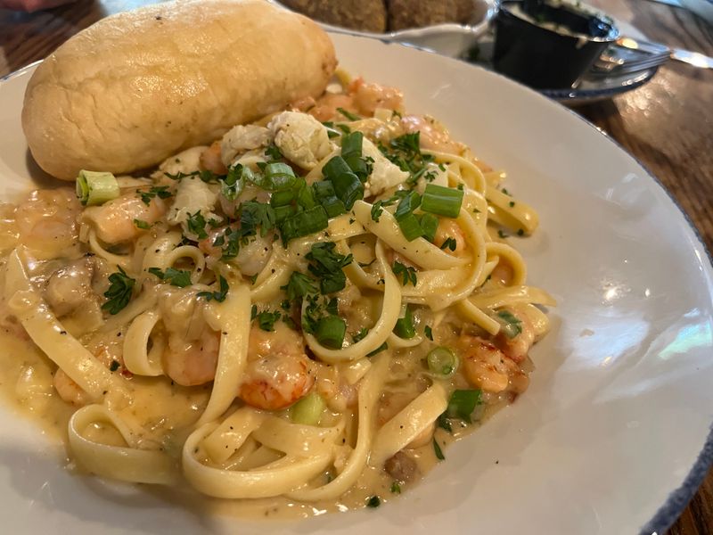 Shrimp, crab, and crawfish pasta