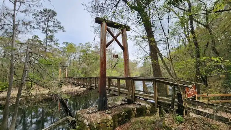Crossing the Historic Suspension Bridge