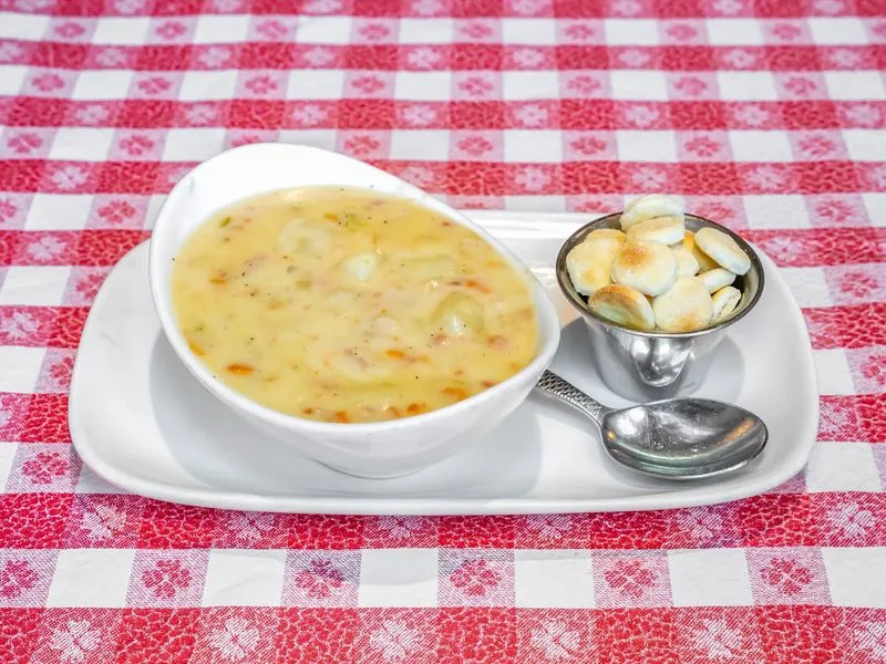 The signature clam chowder ritual