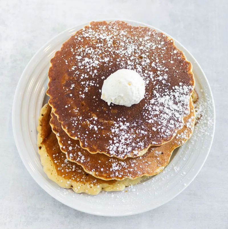 Lemon Blueberry Pancakes And A Biscuit On The Side
