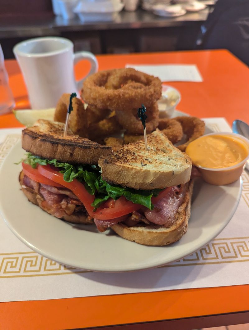 Fried Bologna Sandwich with Onion Rings
