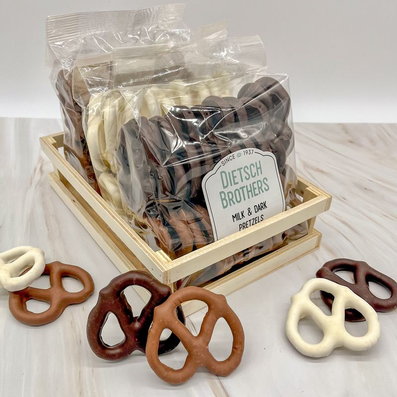 Pecan turtles and chocolate covered pretzels