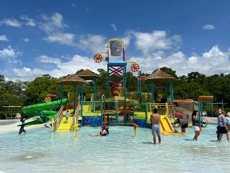Water fun: splash pad and slides