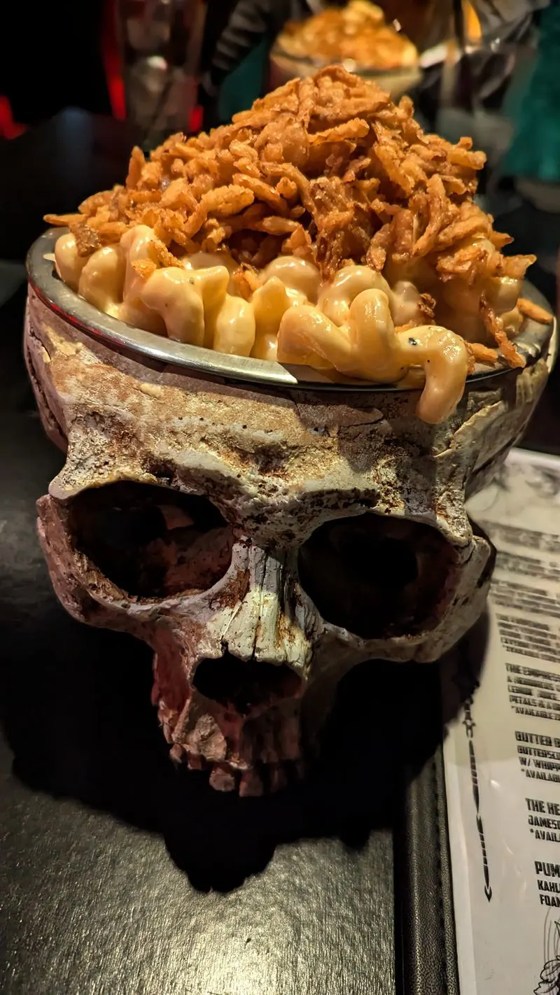 Mac and Cheese in a Skull Bowl