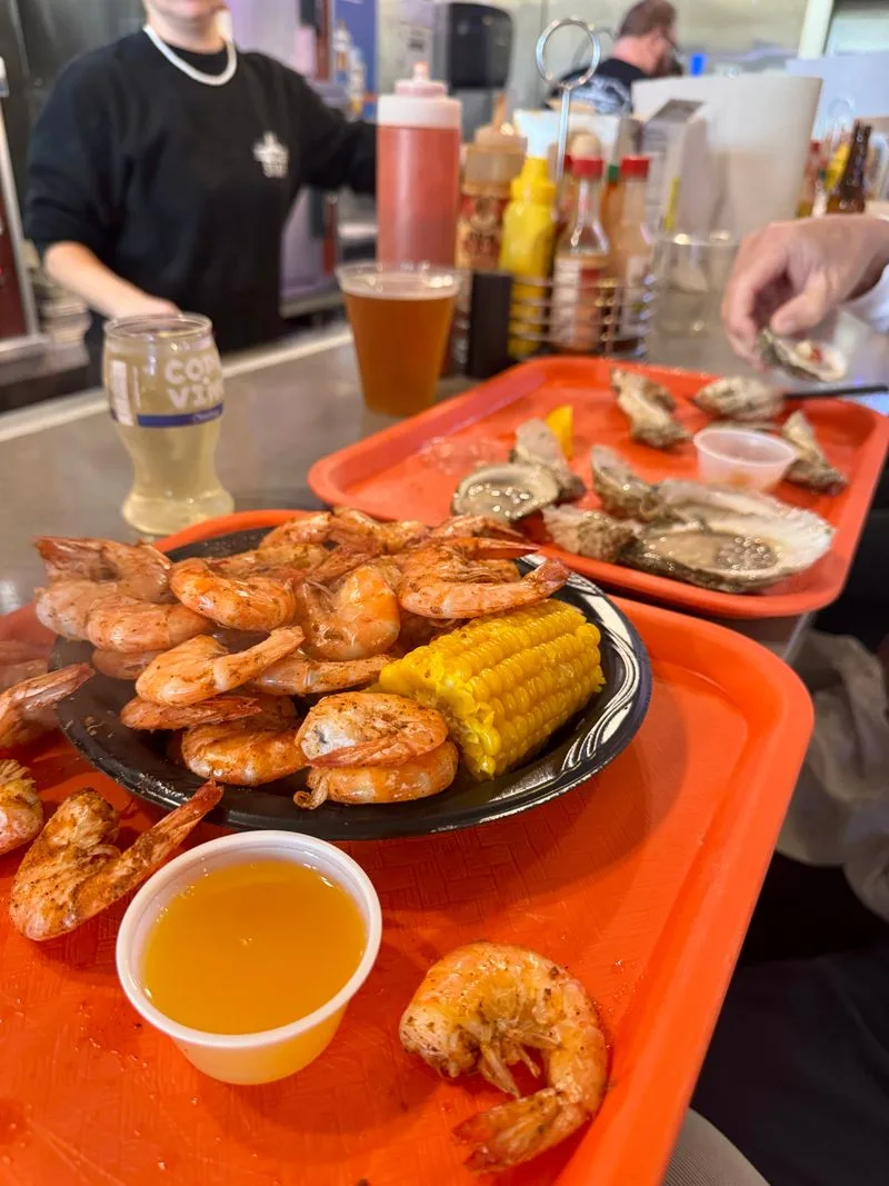 Steamed shrimp and crab legs that define the trip
