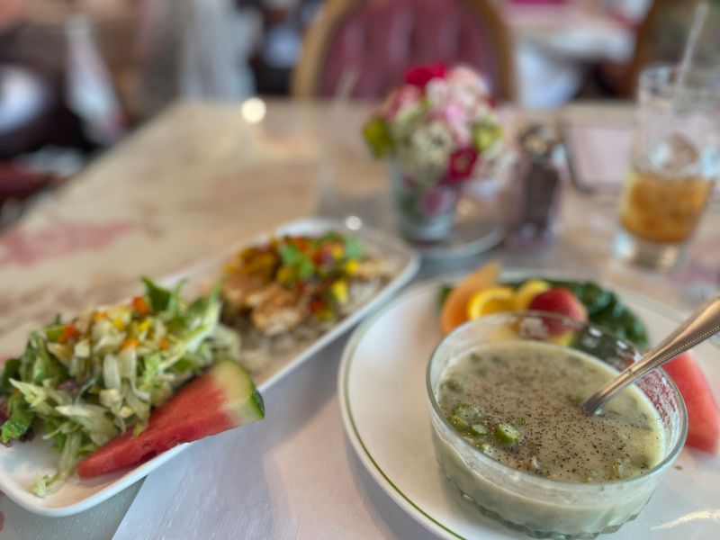 Start with soup: velvety asparagus and seasonal specials