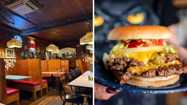 The green chile cheeseburger at this New Mexico diner lives up to its reputation