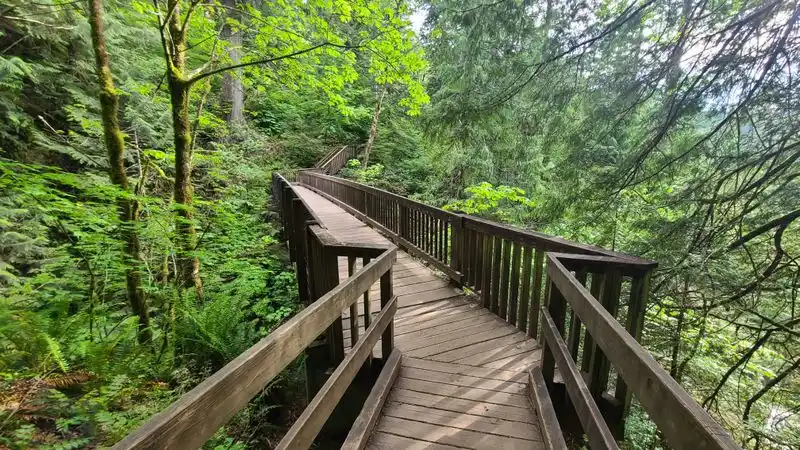 Crossing the suspension bridge