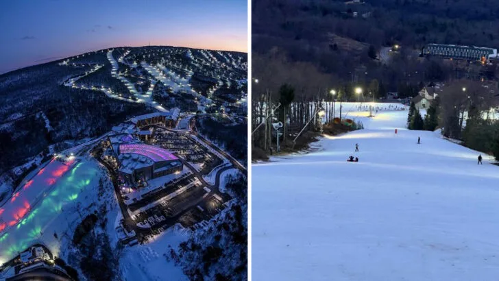 This Pennsylvania snow tubing hill lights up at night with a glowing twist