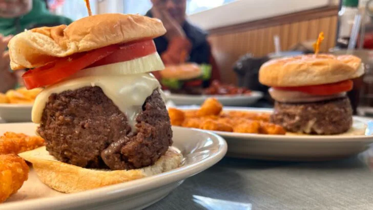 This unassuming New York diner serves burgers that arrive bigger than expected