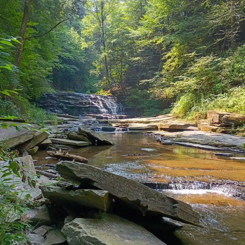 Upper waterfall gentle cascade