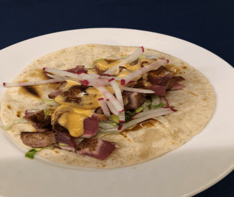 Ahi tuna tacos with wasabi slaw