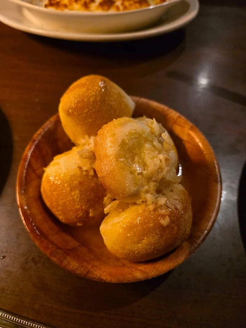 Garlic rolls and salad ritual
