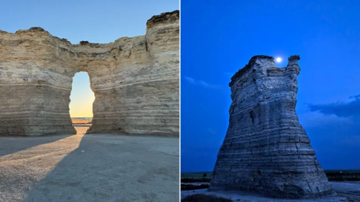 A peaceful drive through Kansas prairie that dead-ends at 70-foot chalk pyramids in the middle of nowhere