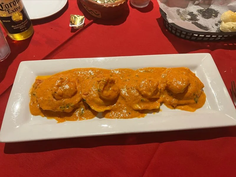 Lobster ravioli with shrimp