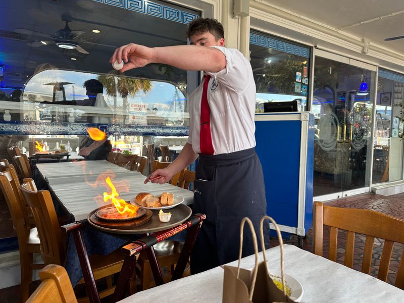 Saganaki flaming cheese Opa moment